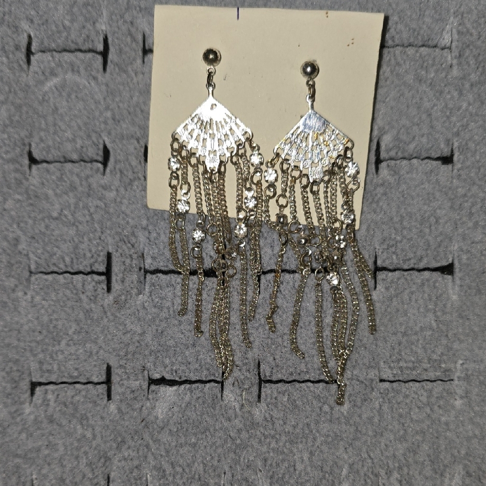 Source Unknown Silver Dangle Earrings - image 1